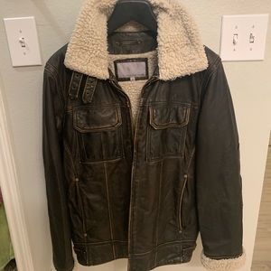 Genuine Leather Shearling Bomber